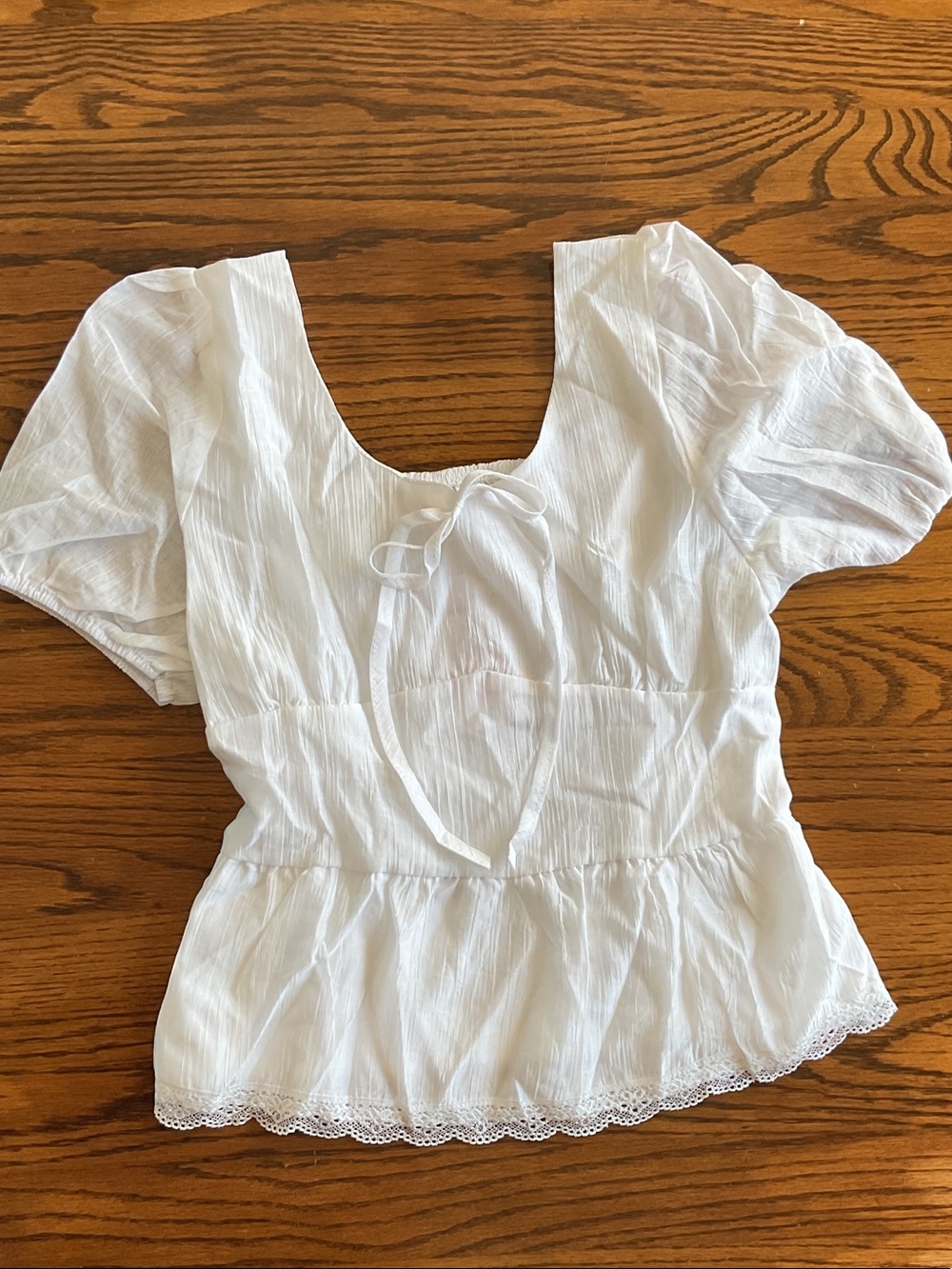 White Peasant Tie-Front Blouse - Women Tops